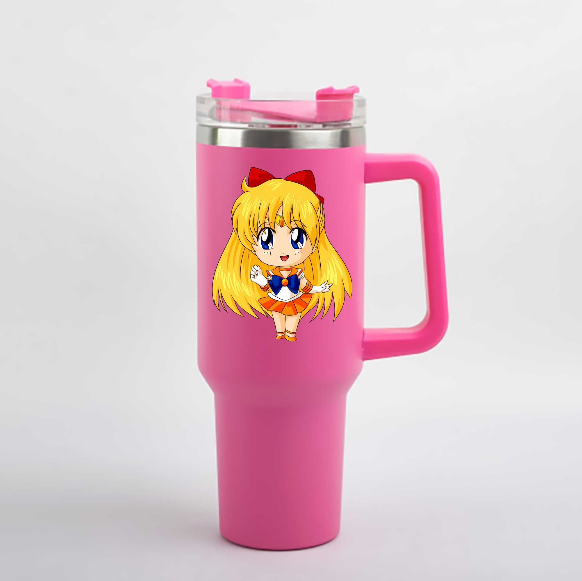 （画像用） 美少女戦士セーラームーン 愛野 美奈子 あいの みなこ Sailor Moon Aino Minako 1200mL車用タンブラー - クリスタルステッカー（プラスチックストロー付き）